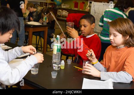 École primaire ou secondaire classe scientifique 6 extraction de l'ADN Banque D'Images