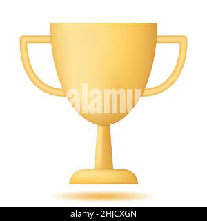 Icône 3D du gagnant de la coupe jaune Illustration de Vecteur