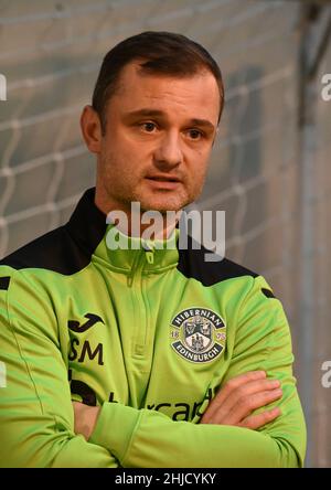 East mains.Ormiston.Tranent.East Lothian.Scotland.UK.28 Jan 22 le directeur Hibernian Shaun Maloney conférence de presse pour Cinch Premiership match v Livingston crédit: eric mccowat/Alay Live News Banque D'Images