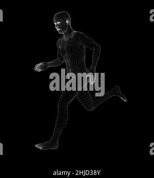 Hologramme Human Running.Concept médical et technologique Banque D'Images