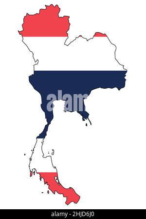 Carte de Thaïlande avec drapeau - esquisse d'un état avec drapeau national Illustration de Vecteur