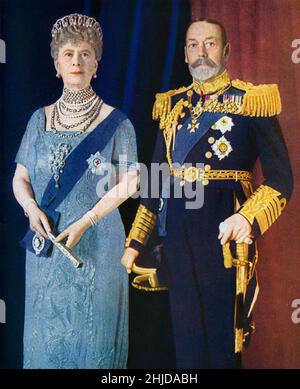 George V. Roi du Royaume-Uni et les dominions britanniques et empereur de l'Inde, né le 3 juin 1865 mort le 20 janvier 1936.Photo avec sa femme Mary de Teck, 1867-1953.Ils étaient mariés en 1893. Banque D'Images