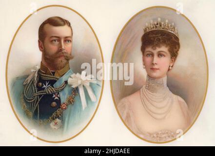 George V. Roi du Royaume-Uni et les dominions britanniques et empereur de l'Inde, né le 3 juin 1865 mort le 20 janvier 1936.Photo avec sa femme Mary de Teck, 1867-1953.Ils étaient mariés en 1893. Banque D'Images