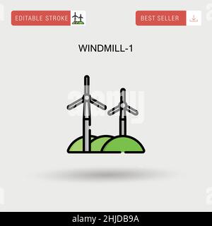 Icône de vecteur simple Windmill-1. Illustration de Vecteur