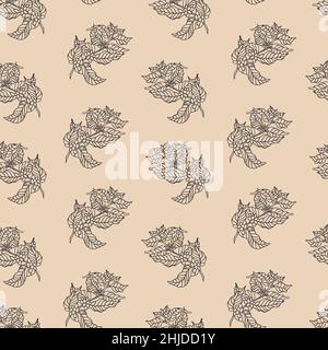 Motif sans couture de fleurs de café fauve à la main , pour emballer le papier, le papier peint, le motif de tissu, toile de fond,impression, papier cadeau, couverture de carnet, enveloppe Illustration de Vecteur