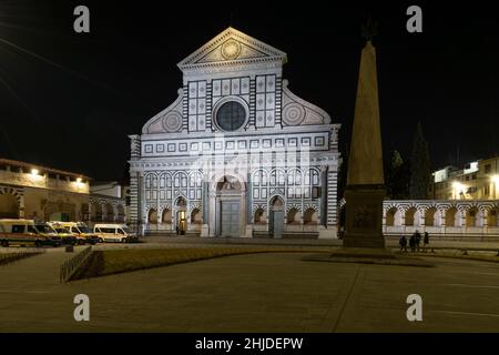 Florence, Italie.Janvier 2022. Vue extérieure de l'église Santa Maria Novella dans le centre-ville Banque D'Images