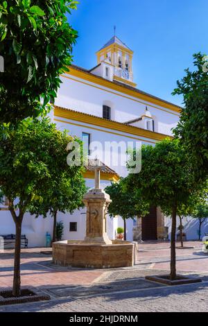 Quartier historique de Marbella plaza de la iglesia, Andalousie Banque D'Images