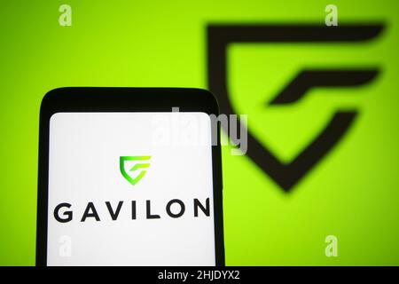 Ukraine.28th janvier 2022.Dans cette illustration, un logo Gavilon apparaît sur l'écran d'un smartphone.Crédit : SOPA Images Limited/Alamy Live News Banque D'Images