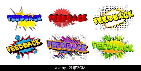 Commentaires.Texte de mot de bande dessinée sur fond de bande dessinée abstraite.Illustration de style pop art rétro. Illustration de Vecteur