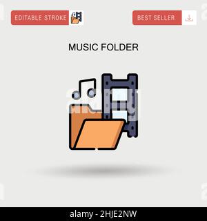 Icône de vecteur simple du dossier musique. Illustration de Vecteur
