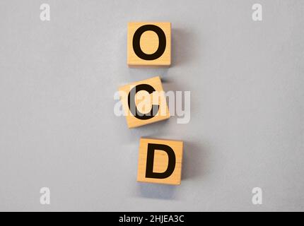 Abréviation de OCD, trouble mental.Concept psychologique.Maladie obsessionnelle compulsive. Banque D'Images