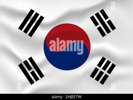 Illustration du vecteur de drapeau coréen.Drapeau national officiel de la Corée du Sud.La spéléologie. Illustration de Vecteur