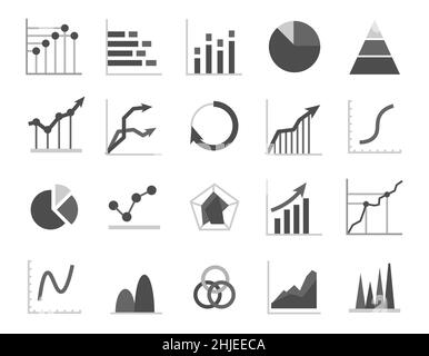 Ensemble d'icônes de graphique d'entreprise, présentation financière des statistiques d'objet couleur, vecteur de symbole de rapport de réussite à plat.640x640 pixels Illustration de Vecteur