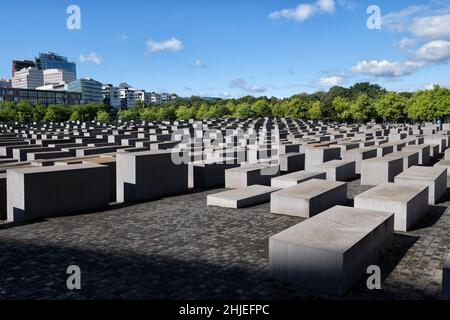 Mémorial aux Juifs d'Europe assassinés ou Mémorial de l'Holocauste à Berlin, en Allemagne. Banque D'Images