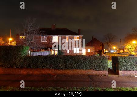 30 East Drive à Pontefract, West Yorkshire, abrite l'un des plus violents poltergeistes d'Europe et serait le moine noir de Pontefrac Banque D'Images