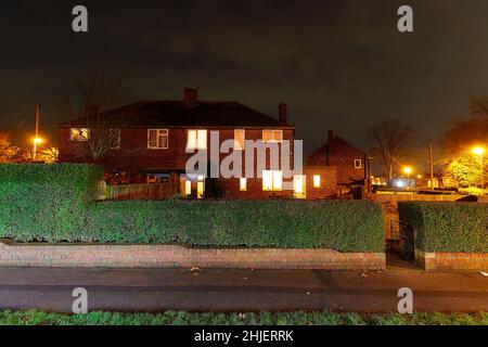 30 East Drive à Pontefract, West Yorkshire, abrite l'un des plus violents poltergeistes d'Europe et serait le moine noir de Pontefrac Banque D'Images