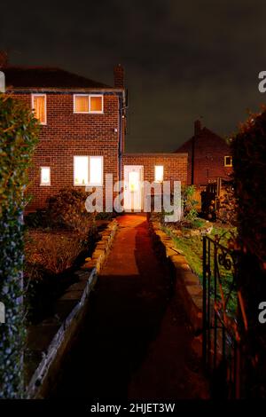 30 East Drive à Pontefract, West Yorkshire, abrite l'un des plus violents poltergeistes d'Europe et serait le moine noir de Pontefrac Banque D'Images