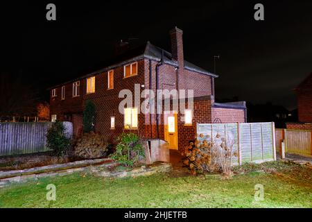 30 East Drive à Pontefract, West Yorkshire, abrite l'un des plus violents poltergeistes d'Europe et serait le moine noir de Pontefrac Banque D'Images