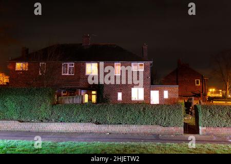 30 East Drive à Pontefract, West Yorkshire, abrite l'un des plus violents poltergeistes d'Europe et serait le moine noir de Pontefrac Banque D'Images