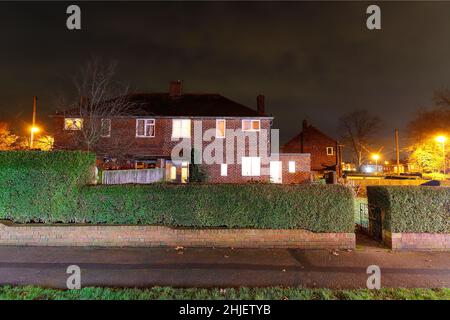 30 East Drive à Pontefract, West Yorkshire, abrite l'un des plus violents poltergeistes d'Europe et serait le moine noir de Pontefrac Banque D'Images