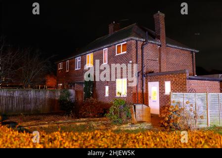 30 East Drive à Pontefract, West Yorkshire, abrite l'un des plus violents poltergeistes d'Europe et serait le moine noir de Pontefrac Banque D'Images