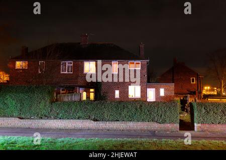 30 East Drive à Pontefract, West Yorkshire, abrite l'un des plus violents poltergeistes d'Europe et serait le moine noir de Pontefrac Banque D'Images