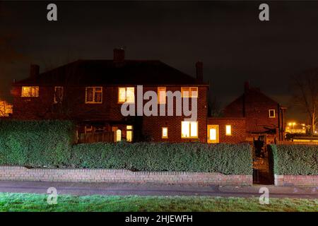 30 East Drive à Pontefract, West Yorkshire, abrite l'un des plus violents poltergeistes d'Europe et serait le moine noir de Pontefrac Banque D'Images