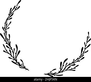 Bordure fleurie vectorielle.Branche de verdure botanique dessinée à la main.Cadre de mariage.Cadre de bordure de feuille.Illustration vectorielle Illustration de Vecteur