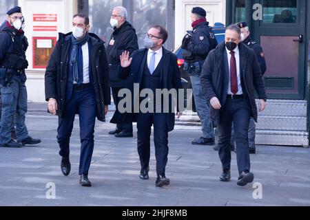 Rome, Italie.29th janvier 2022.Alfonso Bonafede arrive au Palais Montecitorio pour le sixième vote pour l'élection du nouveau Président de la République, le 29 janvier 2022 (photo de Matteo Nardone/Pacific Press) crédit: Pacific Press Media production Corp./Alay Live News Banque D'Images