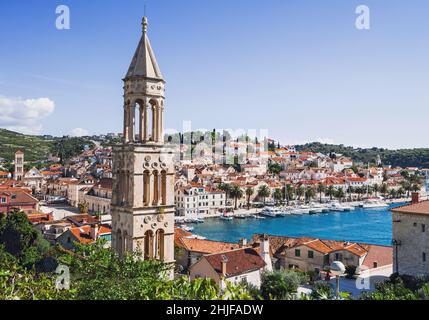 Île de Hvar, Dalmatie, Croatie.Célèbre site touristique et destination touristique pour voyager en Europe Banque D'Images