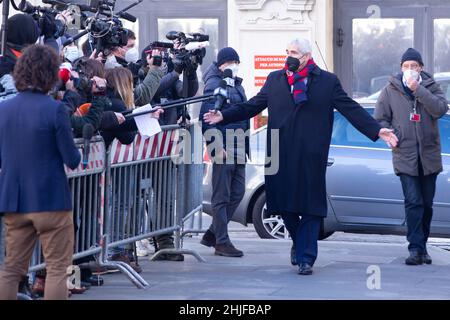 Rome, Italie.29th janvier 2022.Pierferdinando Casini arrive au Palais Montecitorio pour le sixième jour de l'élection du nouveau Président de la République, le 29 janvier 2022 (Credit image: © Matteo Nardone/Pacific Press via ZUMA Press Wire) Banque D'Images