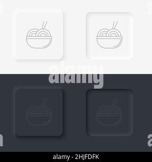 Icône vecteur nourriture et boisson de style neumorphique noir et blanc.Icône de levage de pâtes avec une fourchette.Ensemble d'icônes d'aliments Illustration de Vecteur