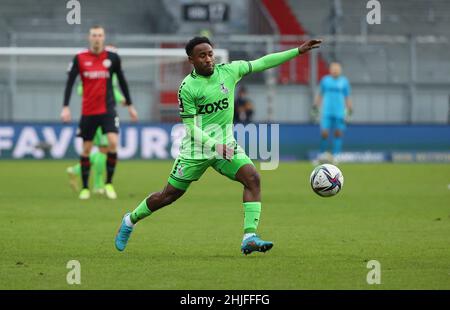 Wiesbaden, Allemagne.29th janv. 2022. Firo : 01/29/2022, Fuvuball, 3rd Bundesliga, saison 2021/2022, SV Wehen Wiesbaden - MSV Duisburg John YEBOAH, MSV/dpa/Alamy Live News Banque D'Images