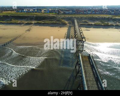 Vue aérienne de Steetley Pier depuis le bout Banque D'Images