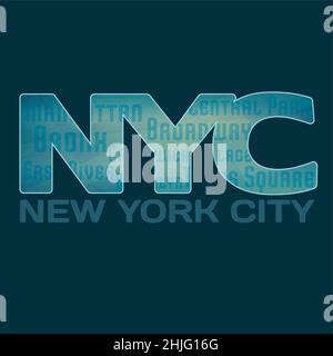 Emblème New York City avec lettres NYC pour t-shirt.Étiquette de conception vectorielle.Mode couleur CMJN Illustration de Vecteur