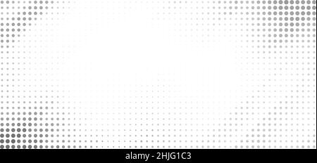 Arrière-plan en pointillés minimal avec effet de demi-teinte.Motif graphique vectoriel simple avec points gris sur un blanc Illustration de Vecteur