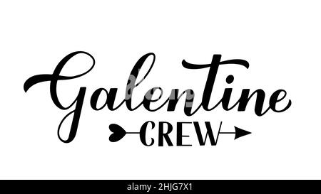 Lettres de calligraphie Galentine Crew.Citation de la Journée des Galentins.Journée anti-Saint-Valentin.Modèle vectoriel pour carte de vœux, affiche, prospectus, bannière, autocollant,t- Illustration de Vecteur