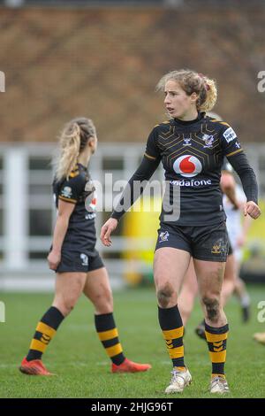 Londres, Royaume-Uni.29th janvier 2022.Londres, janvier 28th 2022 Abigail Dow lors du match Allianz Premier 15s entre Wasps Women & Exeter Chiefs au Twyford Avenue Sports Ground à Londres, Angleterre Karl W Newton/Sports Press photo Credit: SPP Sport Press photo./Alamy Live News Banque D'Images