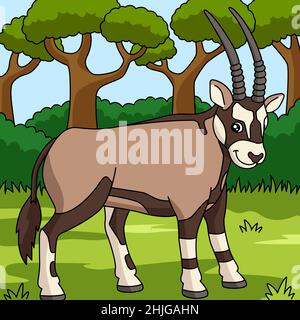 Illustration de couleur Oryx Cartoon Vector Illustration de Vecteur