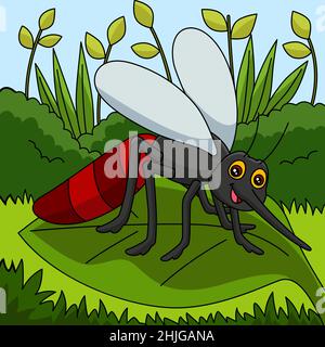 Illustration de couleur de vecteur de dessin animé de Mosquito Illustration de Vecteur