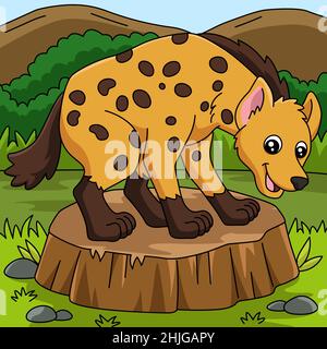 Illustration de couleur vectorielle Hyena Cartoon Illustration de Vecteur