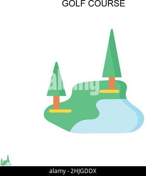 Icône vecteur simple du parcours de golf.Modèle de conception de symbole d'illustration pour élément d'interface utilisateur Web mobile. Illustration de Vecteur