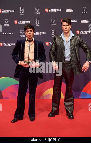 29 janvier 2022, Saragosse, Aragon, Espagne : Javier Ambrosi,Javier Calvo assiste aux Feroz Awards 2022 - tapis rouge à l'Auditorium le 29 janvier 2022 à Saragosse, Espagne (Credit image: © Jack Abuin/ZUMA Press Wire) Banque D'Images