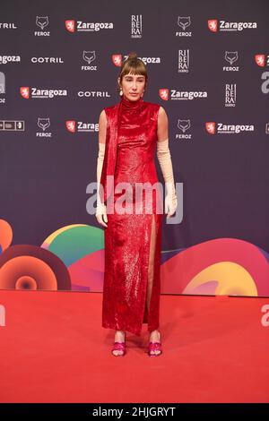 29 janvier 2022, Saragosse, Aragon, Espagne: Almudena Amor assiste aux Feroz Awards 2022 - tapis rouge à l'Auditorium le 29 janvier 2022 à Saragosse, Espagne (Credit image: © Jack Abuin/ZUMA Press Wire) Banque D'Images