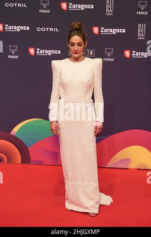 29 janvier 2022, Saragosse, Aragon, Espagne: Tamara Casellas assiste aux Feroz Awards 2022 - tapis rouge à l'Auditorium le 29 janvier 2022 à Saragosse, Espagne (Credit image: © Jack Abuin/ZUMA Press Wire) Banque D'Images