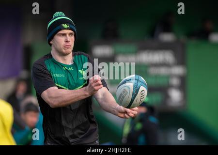 Galway, Irlande.29th janvier 2022.Tom Farrell de Connacht lors du match de rugby de championnat de rugby de l'United Rugby Championship Round 11 entre Connacht Rugby et Glasgow Warriors au Sportsground de Galway, Irlande, le 29 janvier 2022 (photo par Andrew SURMA/ Credit: SIPA USA/Alay Live News Banque D'Images