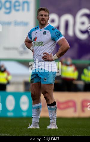 Galway, Irlande.29th janvier 2022.Kyle Steyn de Glasgow lors du match de rugby 11 du Championnat des États-Unis entre Connacht Rugby et Glasgow Warriors au Sportsground de Galway, Irlande, le 29 janvier 2022 (photo par Andrew SURMA/ Credit: SIPA USA/Alay Live News Banque D'Images