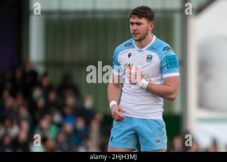 Galway, Irlande.29th janvier 2022.Ollie Smith de Glasgow lors du match de rugby 11 du Championnat des États-Unis entre Connacht Rugby et Glasgow Warriors au Sportsground de Galway, Irlande, le 29 janvier 2022 (photo par Andrew SURMA/ Credit: SIPA USA/Alay Live News Banque D'Images