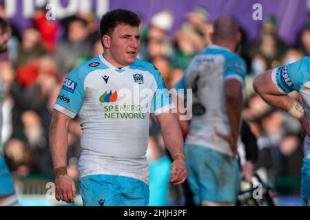 Galway, Irlande.30th janvier 2022.Duncan Weir de Glasgow lors du match de rugby 11 du Championnat des États-Unis entre Connacht Rugby et Glasgow Warriors au Sportsground de Galway, Irlande, le 29 janvier 2022 (photo par Andrew SURMA/ Credit: SIPA USA/Alay Live News Banque D'Images