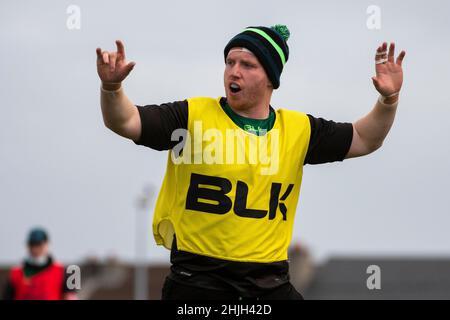 Galway, Irlande.29th janvier 2022.Shane Delahunt du Connacht lors du match de rugby 11 du Championnat des États-Unis entre Connacht Rugby et Glasgow Warriors au Sportsground de Galway, Irlande, le 29 janvier 2022 (photo par Andrew SURMA/ Credit: SIPA USA/Alay Live News Banque D'Images